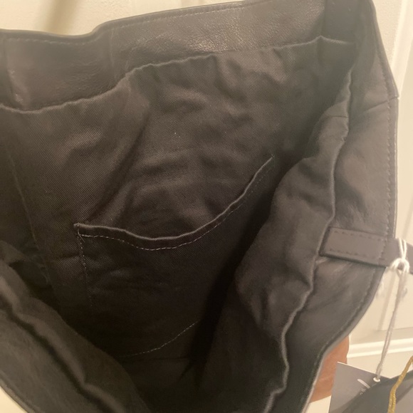 Black and Brown Genuine Leather Shoulder Tote - Picture 5 of 12